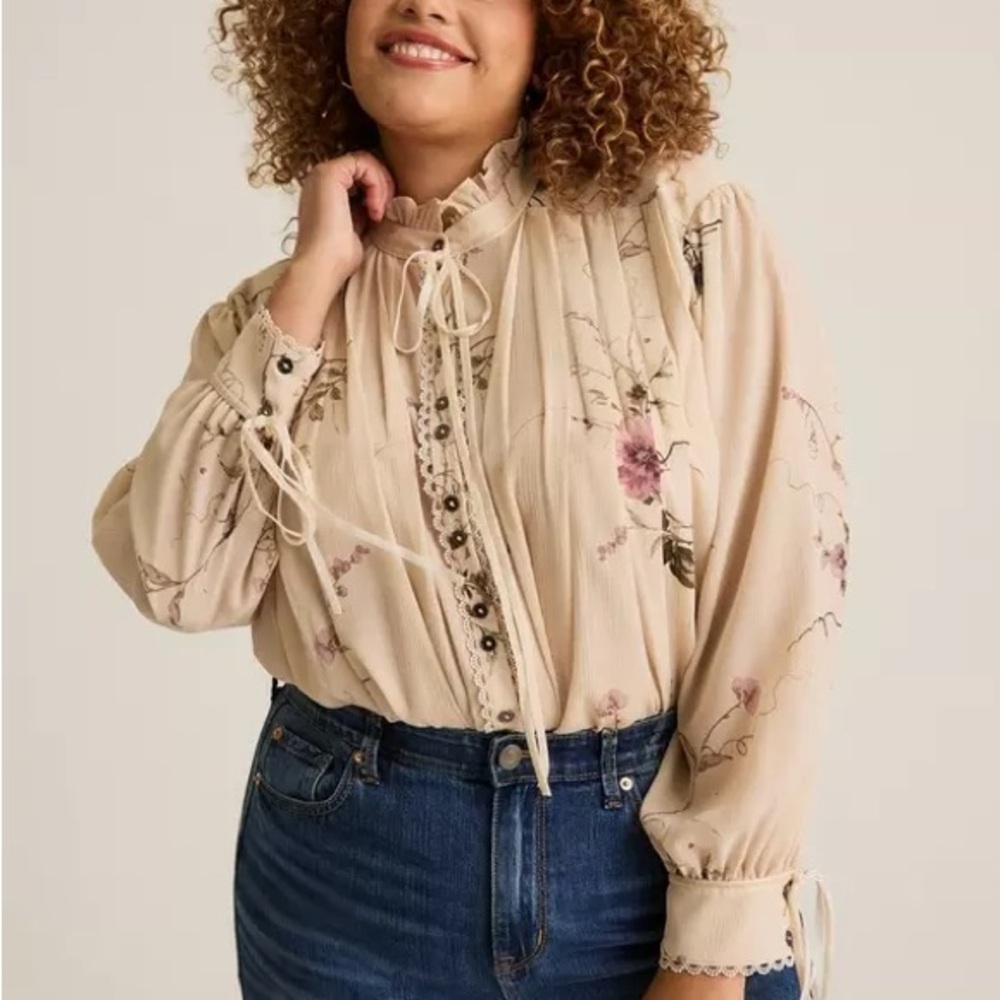 Torrid Festi Pleated Ruffle Neck Blouse